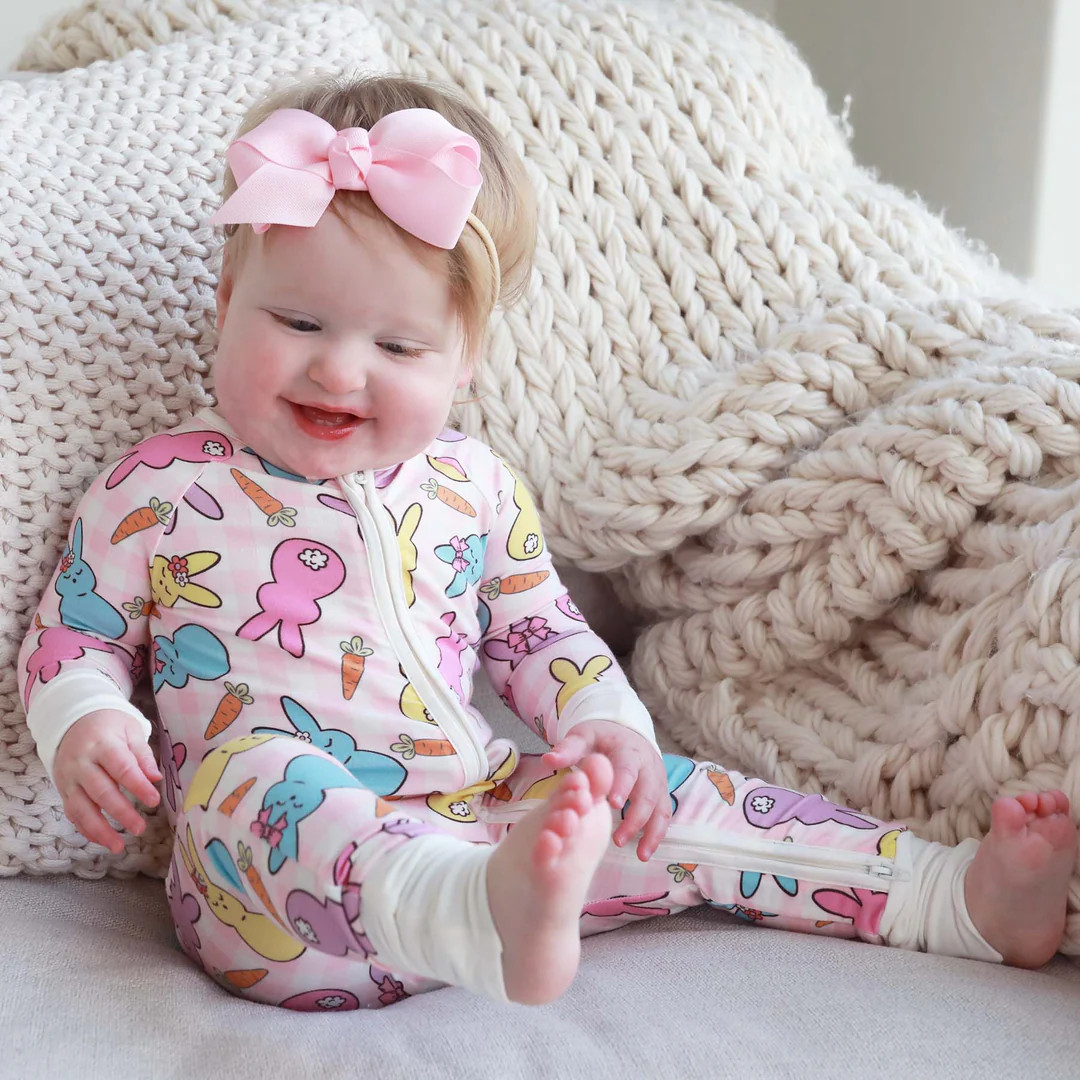 Snuggle Bunny Convertible Zip Romper | Pink | Caden Lane