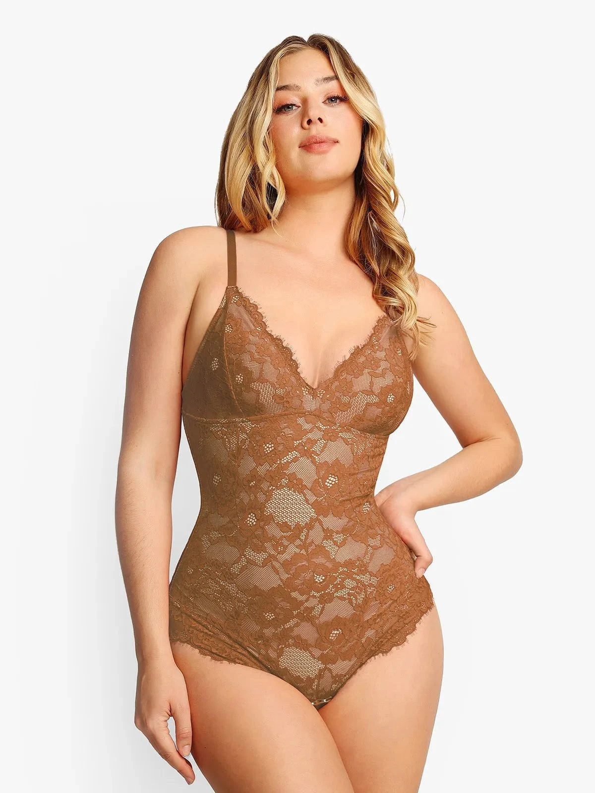 Sexy Lace Bodysuit Shapewear - Chocolate / L | Popilush