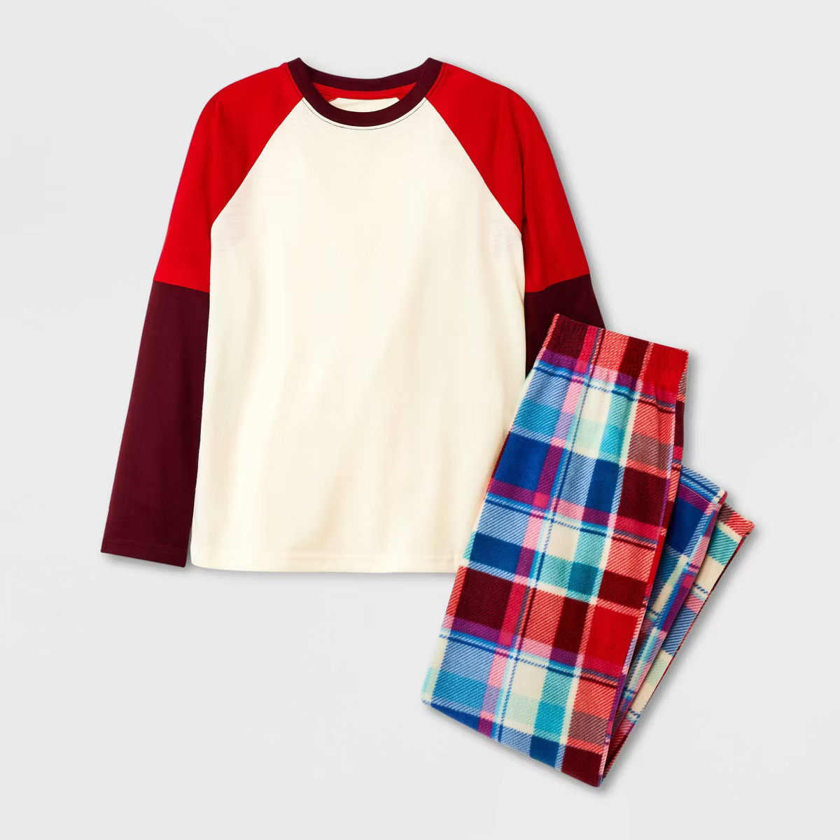 Boys' 2pc Long Sleeve Colorblock Top and Plaid Pants Pajama Set - Cat & Jack™ | Target