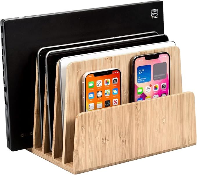 MobileVision Bamboo Multi Device Organizer for Smartphones, Tablets and Laptops, 5 Slots | Amazon (US)