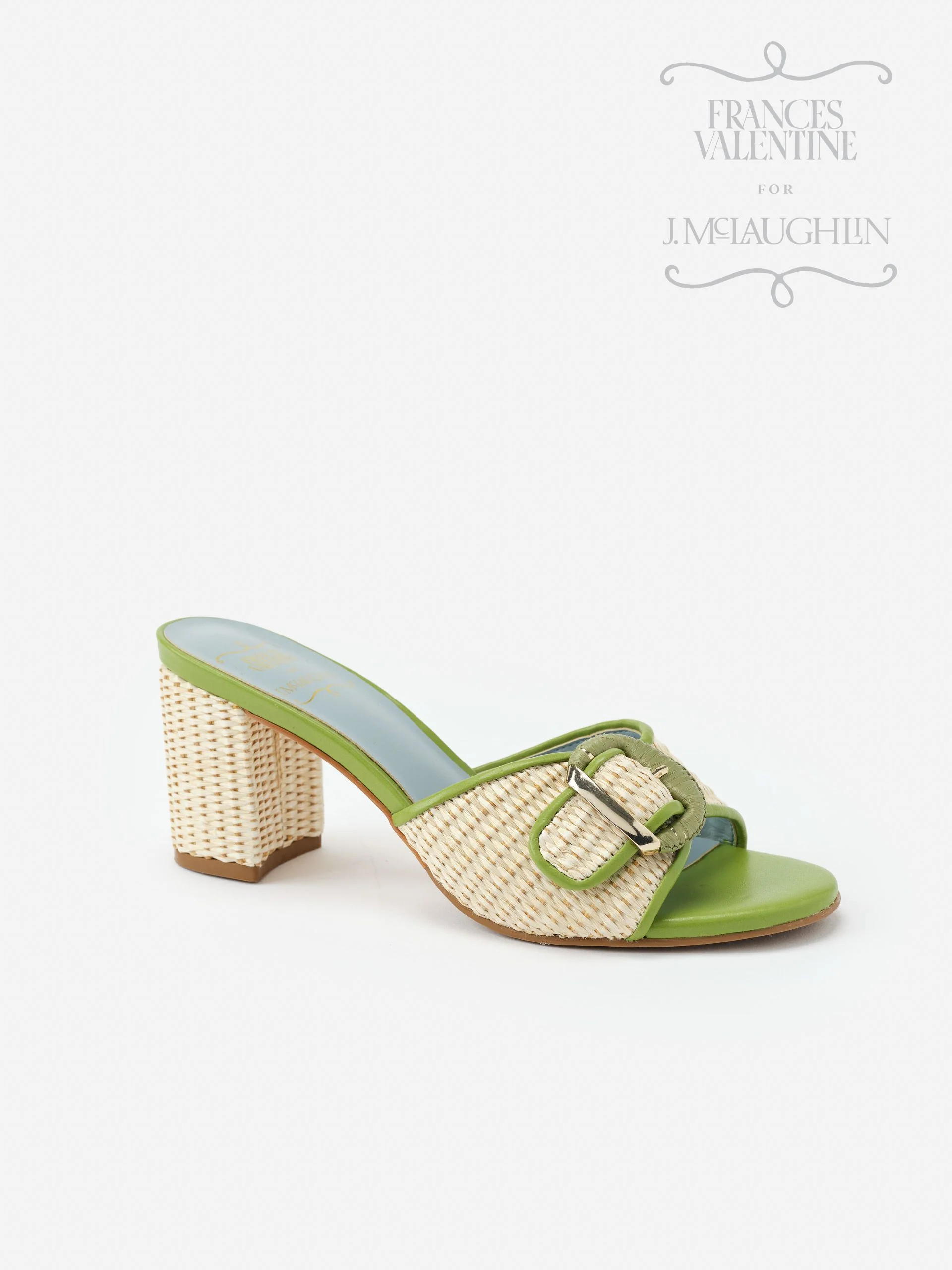 Natural/Green Solid Frances Valentine Taylor Heels | Women's Shoes | J.McLaughlin | J.McLaughlin