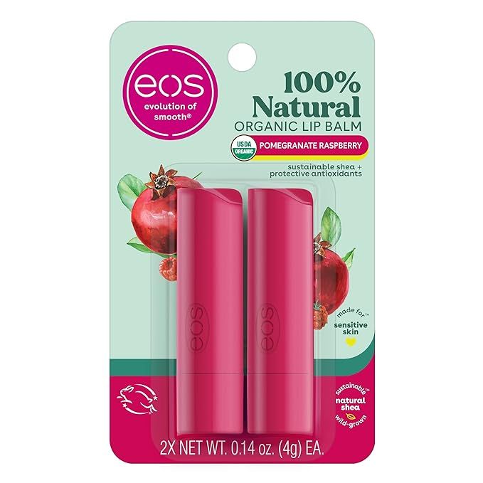 eos 100% Natural & Organic Lip Balm- Pomegranate Raspberry, Dermatologist Recommended, All-Day Mo... | Amazon (US)