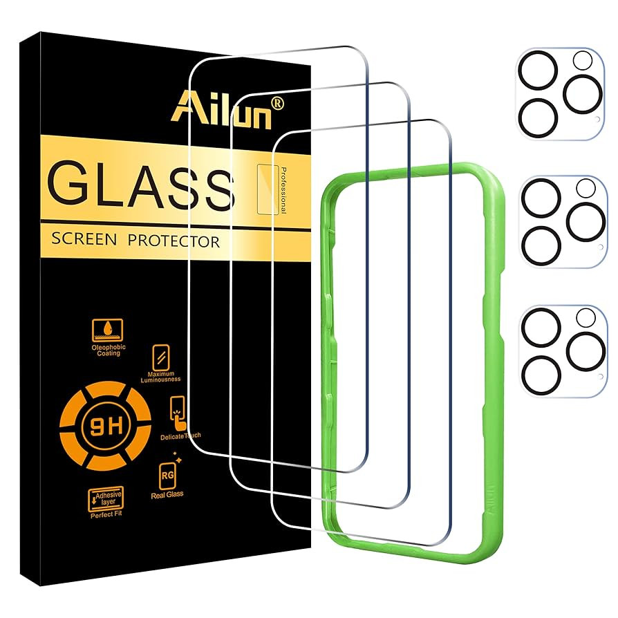Ailun 3 Pack Screen Protector for iPhone 16 Pro [6.3 inch] + 3 Pack Camera Lens Protector with In... | Amazon (US)