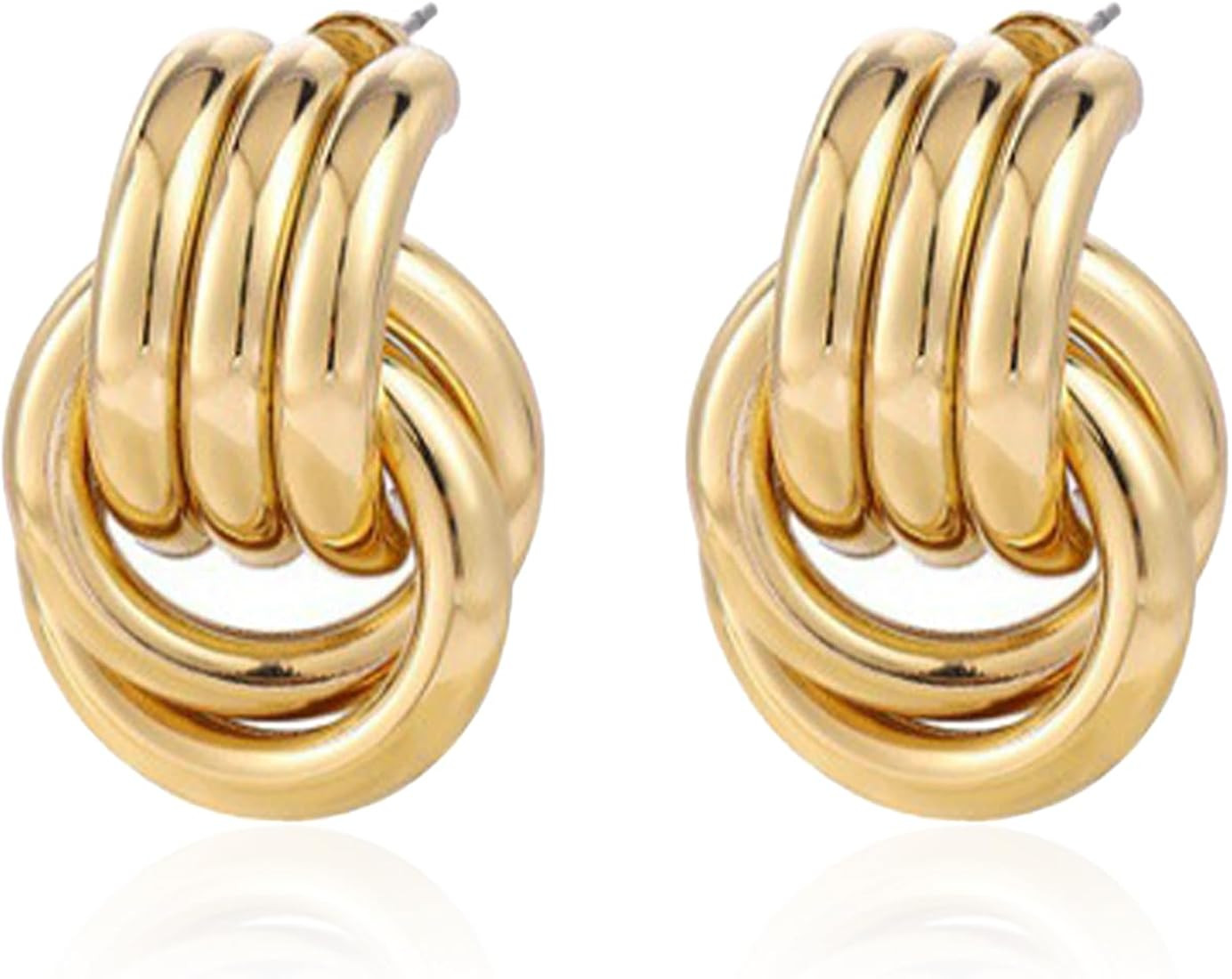 Chunky Gold Knot Earrings for Women Trendy Chunky Gold Hoop Earrings Gold Geometry Stud Earrings ... | Amazon (CA)