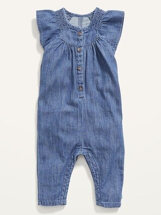 Chambray Smocked-Yoke Jumpsuit for Baby | Old Navy (US)