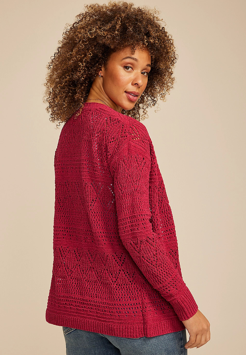 Mixed Pointelle Open Front Cardigan | Maurices