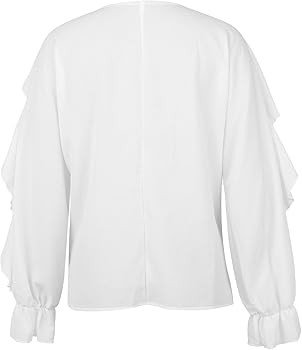 Womens Summer Tops Long Sleeve Fashion Floral Ruffle V Neck Blouses Button-Down Shirts for Work B... | Amazon (US)