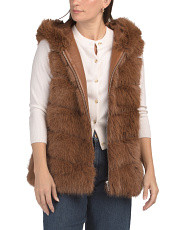 Paneled Faux Fur Hooded Vest | Marshalls