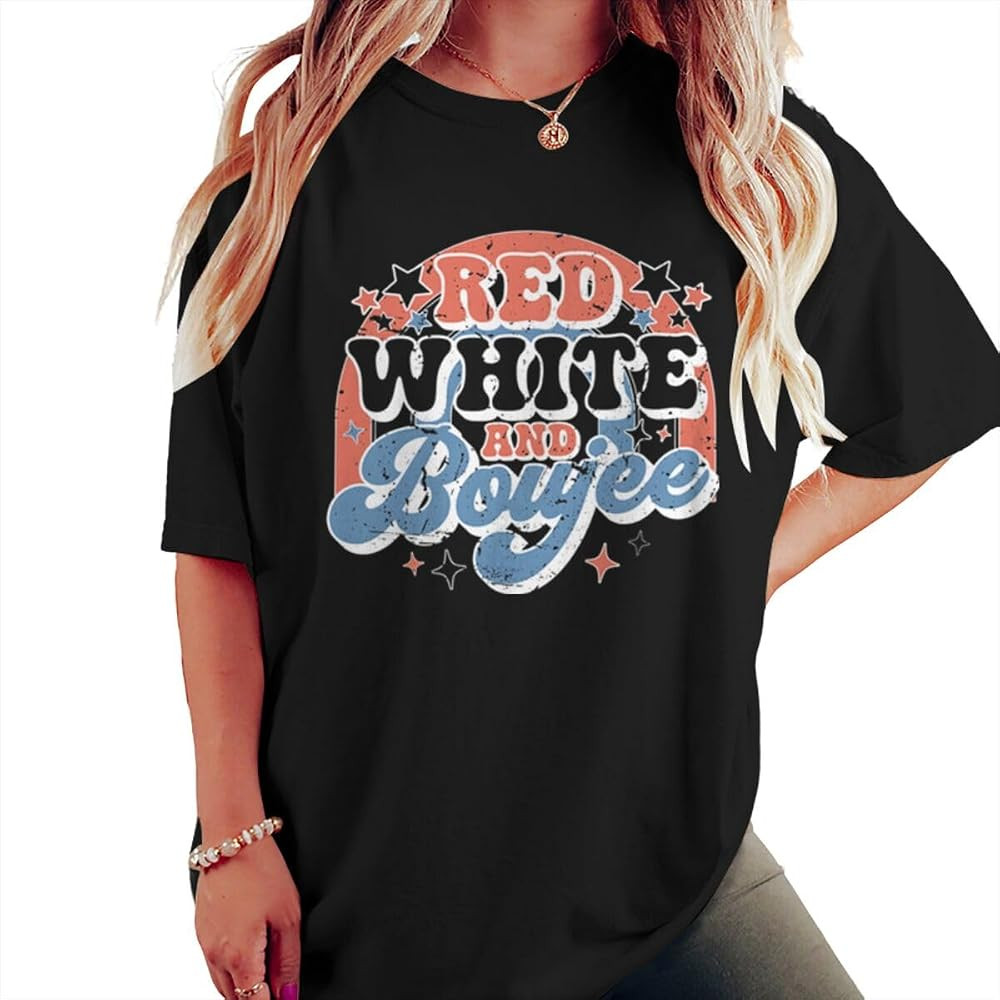 Red White and Boujee T-Shirts for Women 4th of July Shirts Patriotic Tee Funny Independence Day S... | Amazon (US)