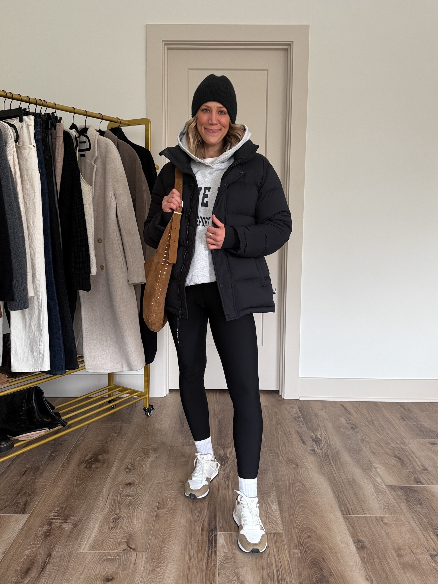 Wearing small leggings, small sweatshirt, small long sleeve, small puffer coat, socks/sneakers tts 

#LTKOver40 #LTKgrwm #LTKootd