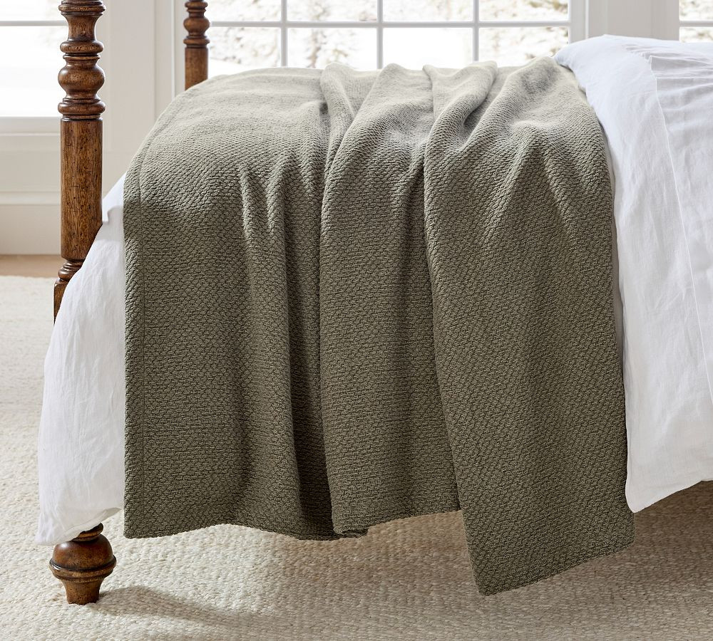 Washed Cotton Basket Weave Blanket | Pottery Barn (US)