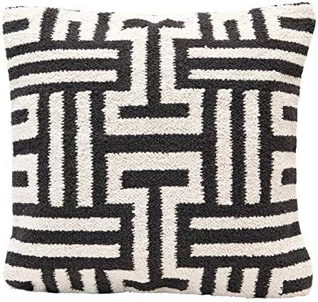 Creative Co-Op Woven Cotton Abstract Design, Black & White Pillow | Amazon (US)