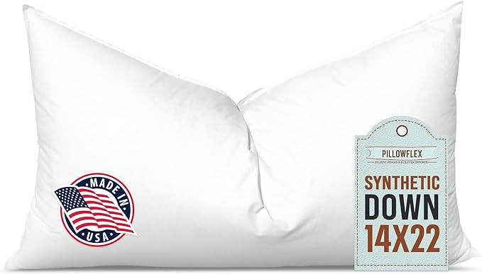 Pillowflex Synthetic Down Pillow Insert - 14x22 Down Alternative Pillow, Ultra Soft, Small Rectan... | Amazon (US)