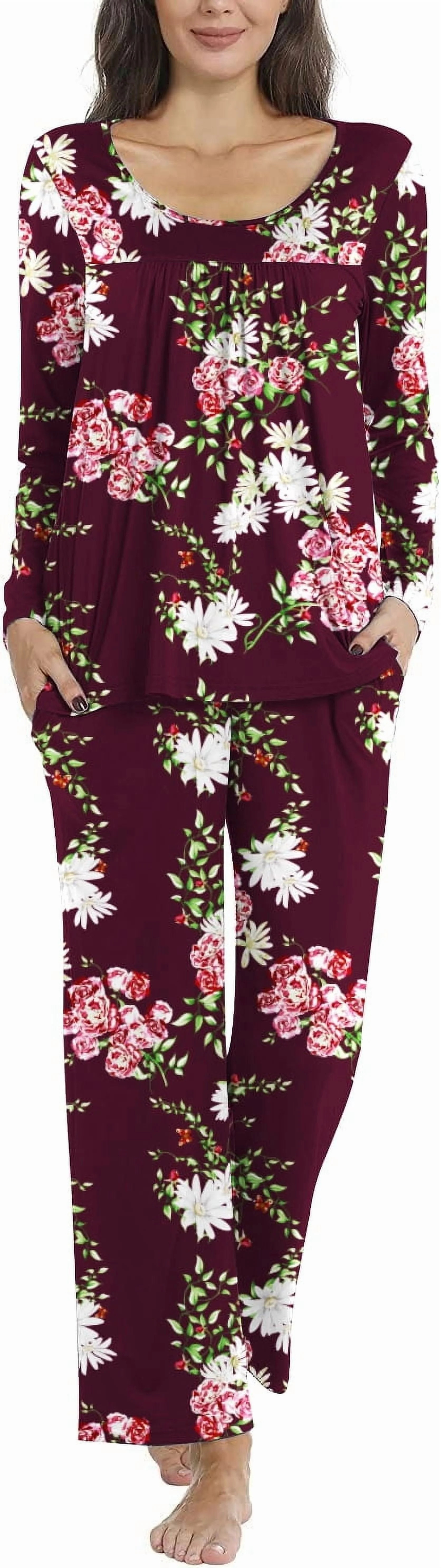DreamFish Fall-Winter Womens 2 Piece Long Sleeves Pajama Sets with Comfy Long Pants Ladies Lounge... | Walmart (US)