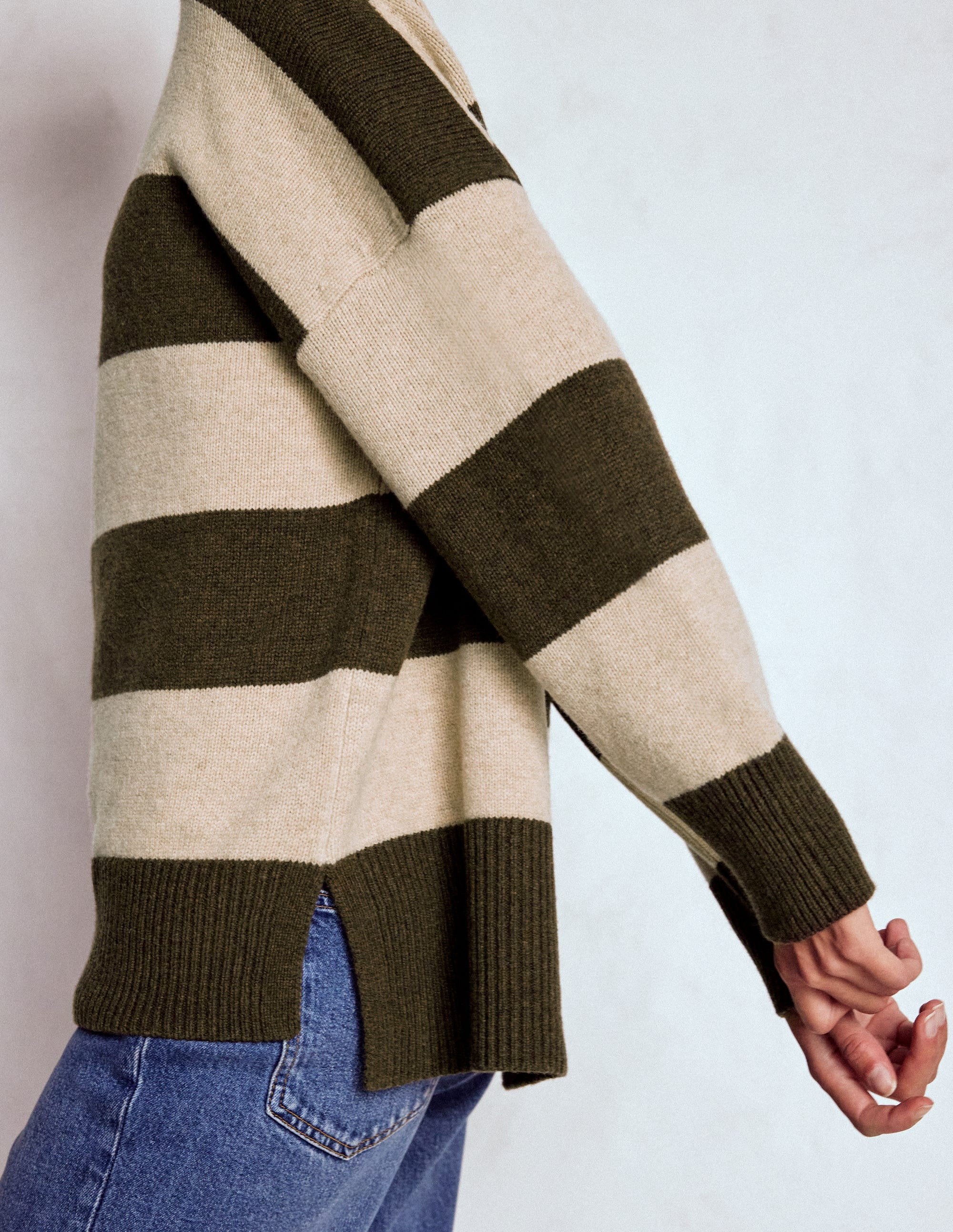 Polly Merino-Rollkragenpullover-Moor, Leinen Streifen | Boden DE