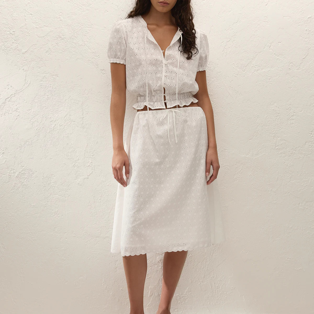 Santana Top Lucy Broderie White | Faithfull (AU)