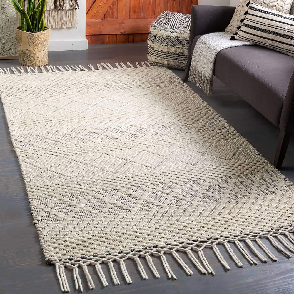 Mark&Day Wool Rugs, 2x4 Alto Pass Global Cream Area Rug, Cream Beige Carpet for Living Room, Bedr... | Amazon (US)