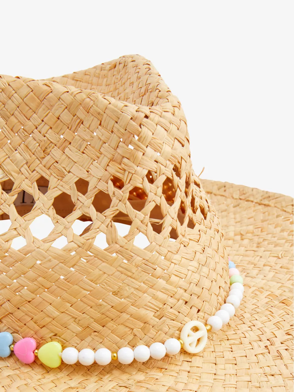 Peace and Love bead-embellished straw cowboy hat | Selfridges