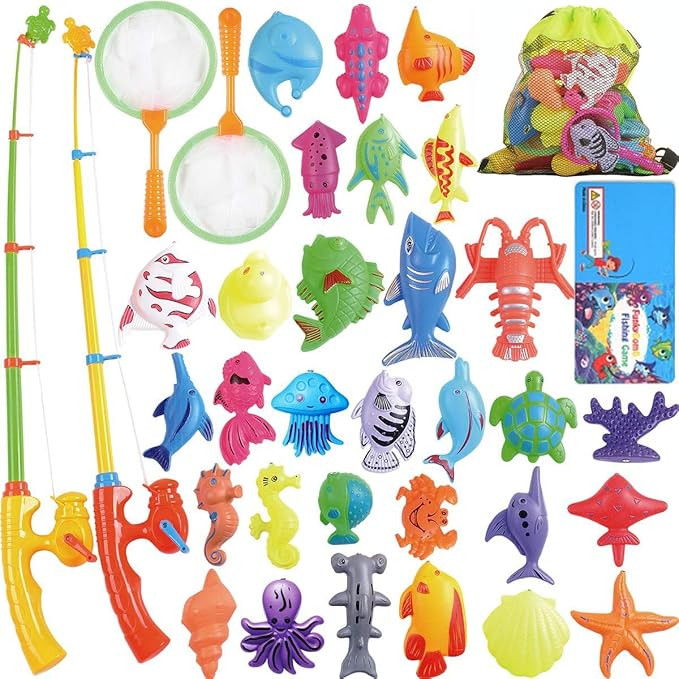 CozyBomB Magnetic Fishing Pool Toys Game for Kids - Water Table Bathtub Kiddie Party Toy with Pol... | Amazon (US)