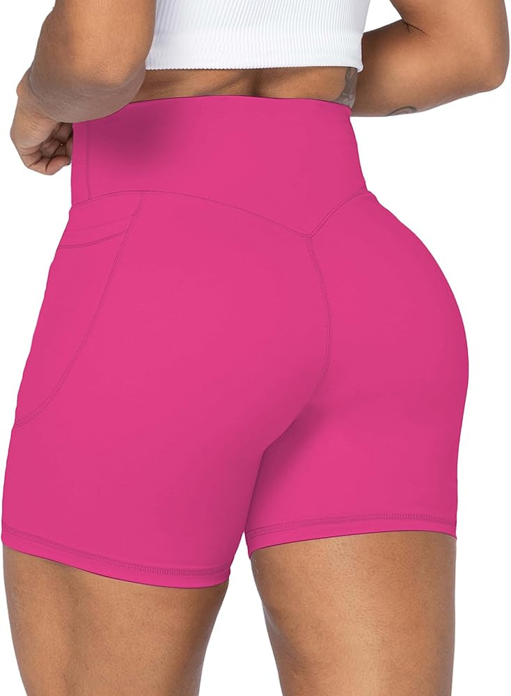 Sunzel No Front Seam Biker Shorts for Women with Pockets, Yoga Workout Gym Bike Shorts with Tummy... | Amazon (US)
