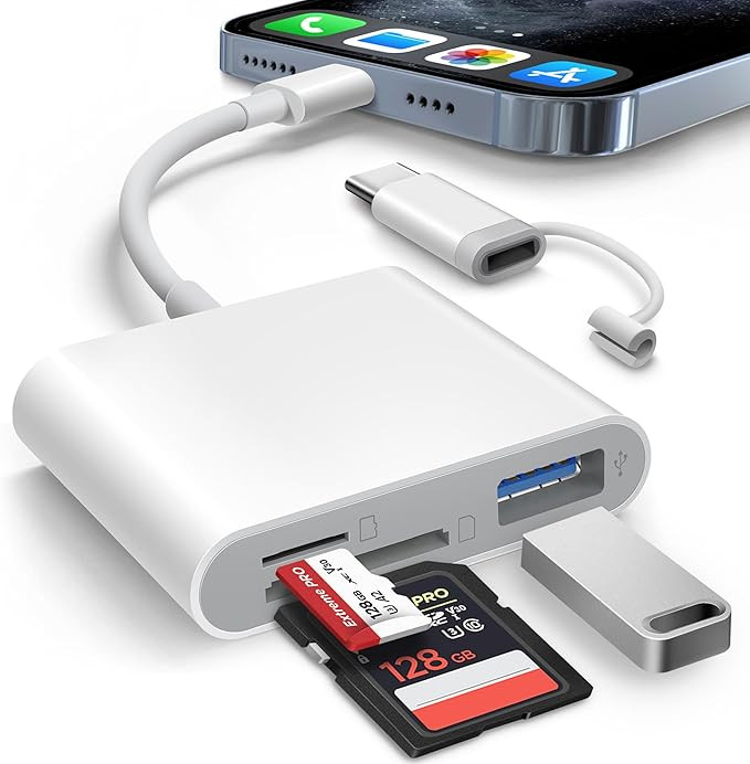 SD Card Reader for iPhone iPad Built-in Lightening & USB-C Dual Connectors Card Adapter with SD M... | Amazon (US)