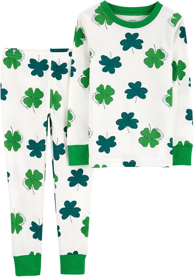 Carter's Boys and Girls Holiday 2-Piece Snug Fit Cotton Pajamas (Ivory/Green St. Patrick’s, 24 ... | Amazon (US)