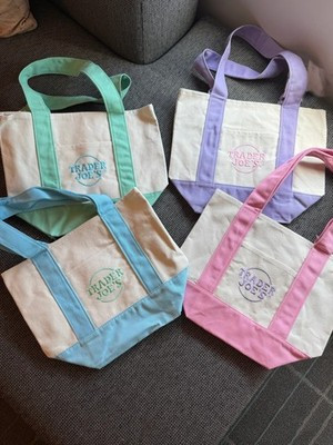 Multicolored Trader Joe's Pastel Mini Canvas Tote Bags 2025 LIMITED EDITION NWT | eBay US