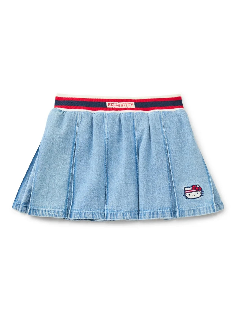 Wonder Nation x Hello Kitty Girls Cotton Denim Pleated Skort, Sizes 4-18 | Walmart (US)