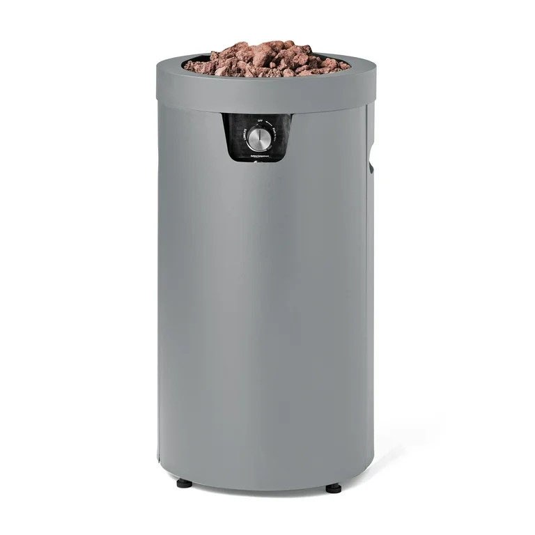 Mainstays 28-inch Tall Column Propane Gas Outdoor Fire Pit, Concrete Gray Finish | Walmart (US)