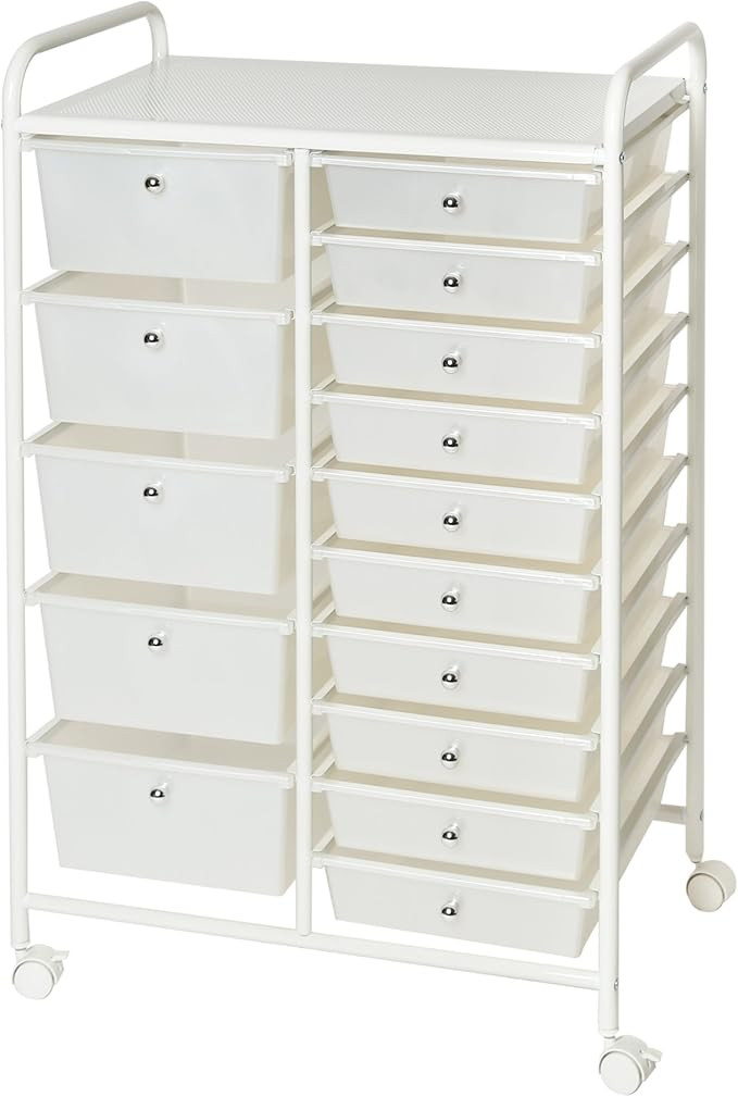 Seville Classics 15-Drawer Organizer Cart, White | Amazon (US)