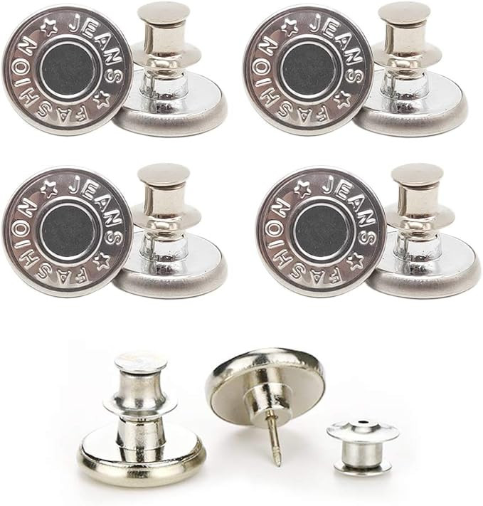 Button pins for Jeans, No Sew and No Tools Instant Jean Button Pins for Pants,4 Sets Replacement ... | Amazon (US)