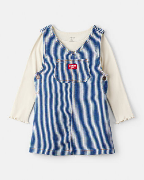 Toddler Girl Hickory Stripe Knit-Like Denim Jumper Set - Blue/Cream | Carter's Inc