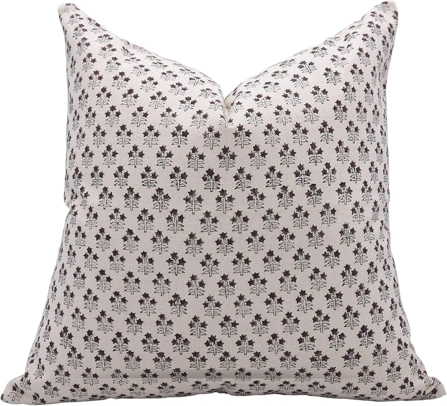 Block Print Cotton 14x14 Throw Pillow Covers, Outdoor Farmhouse Square Cushion Covers, Decorative... | Amazon (US)