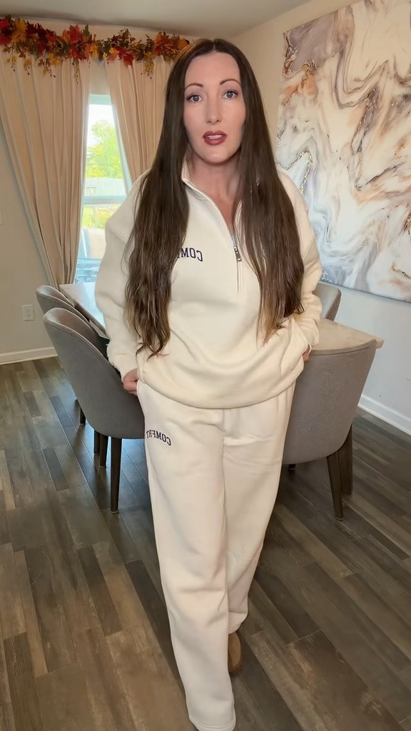 Quarter zip set from Comfrt is an oversized fit so soft and cozy for Fall and winter. Paired with my project cloud suede and fur lined slippers. The slippers are memory foam and feel amazing. #quarterzip #comfrt #sweatset

#LTKSeasonal #LTKOver40 #LTKSaleAlert
