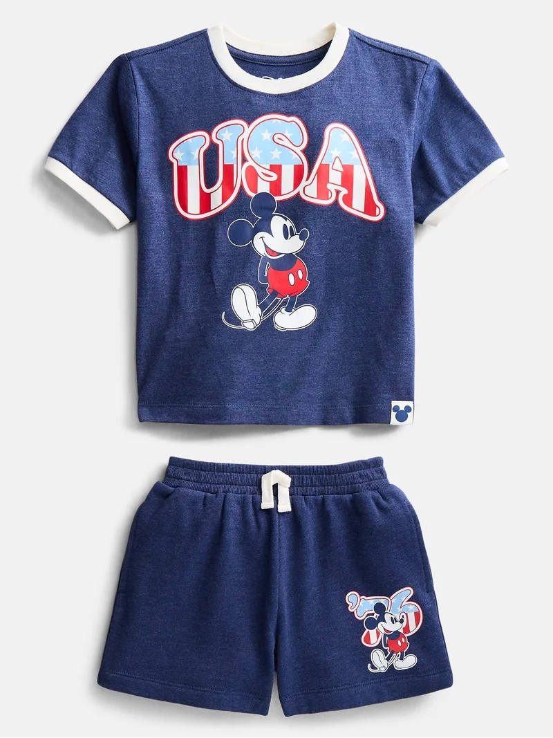 Disney Toddler Boys Mickey USA Graphic Tee and Shorts Set, 2-Piece, Sizes 12M-5T | Walmart (US)