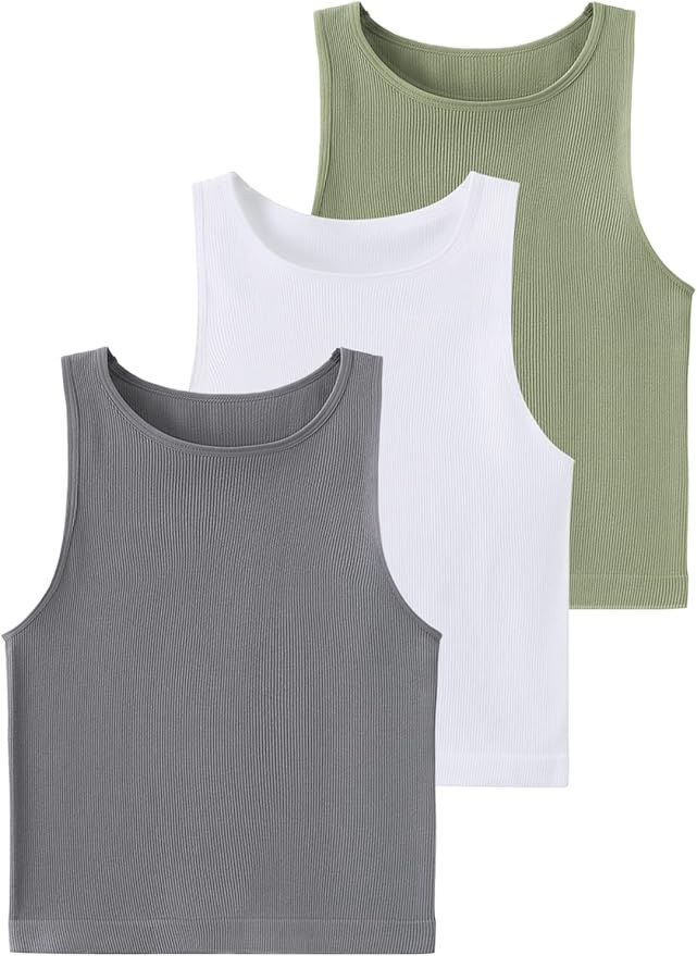 Chilylori Ribbed Cropped Tank Tops for Women 3 Pack Gym Tank Tops for Women Seamless Tank Tops Wo... | Amazon (US)