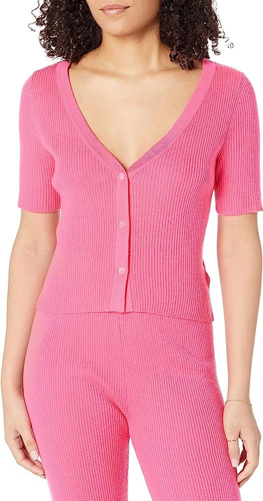 Amazon.com: The Drop Women's Akira Cropped Ribbed V-neck Cardigan Sweater, Rose Pink, S : Clothin... | Amazon (US)