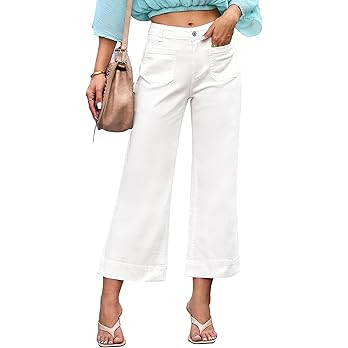 luvamia Wide Leg Jeans for Women Trendy High Waisted Flare Jeans Cropped Denim Pants Stretchy Bag... | Amazon (US)