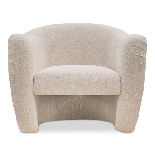 Valerian Accent Chair, Curved Back, Exaggerated Piping, Solid Wood Frame, Textured Upholstery, Be... | Amazon (US)