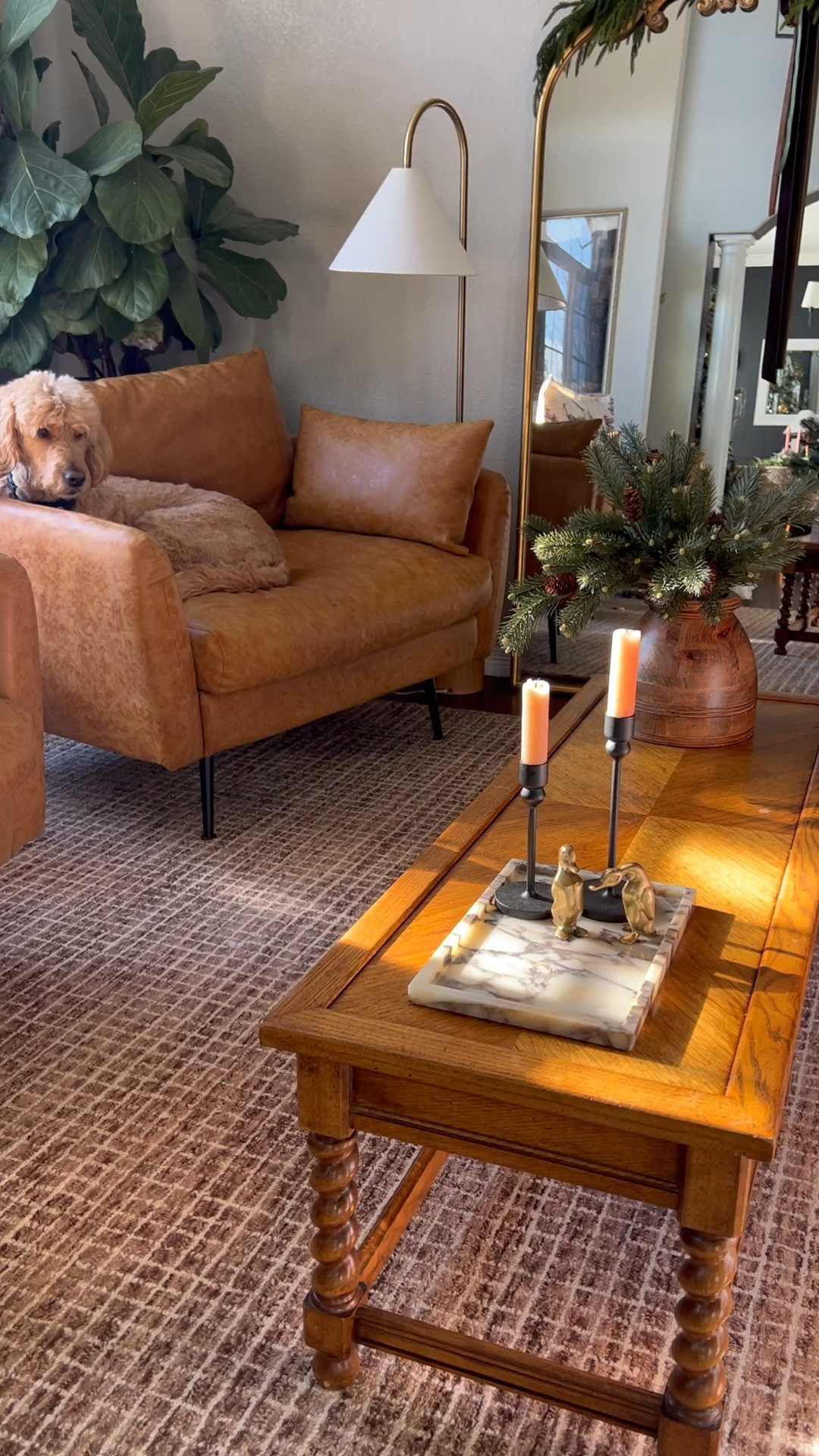 Living room decor. Living room info. Christmas fines.  Viral garland. Neutral Christmas. Coffee mug. Coffee lover. Stocking stuffers. Cozy spaces. Leather chairs. Marble tray. Amazon home decor. Amazon finds  

#LTKsalealert #LTKhome #LTKVideo