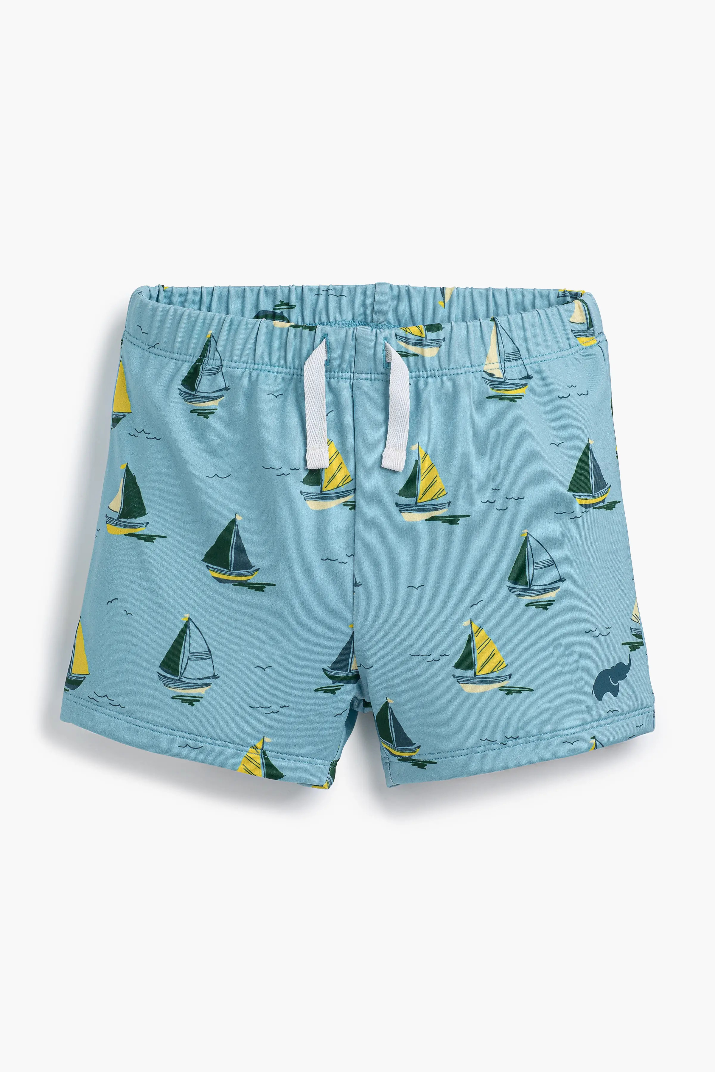 Swim Shorts In Little Skippers On Blue | Baby | Size: 6-9M | Boy - Monica + Andy Organic Baby Clothing | Monica + Andy