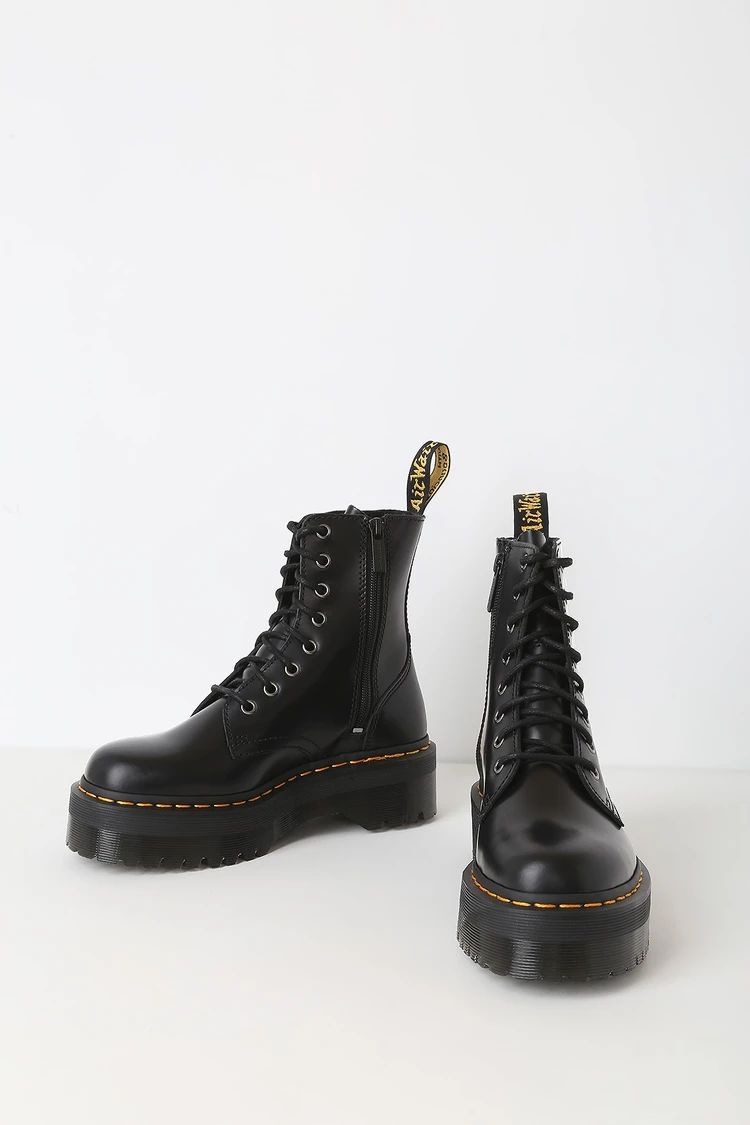Jadon Black Leather 8-Eye Platform Boot | Lulus (US)