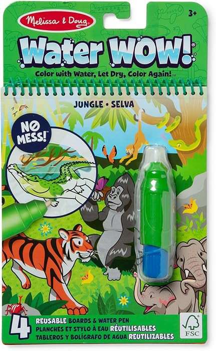Melissa & Doug On The Go Water Wow! Reusable Water-Reveal Coloring Activity Pad – Jungle | Amazon (US)