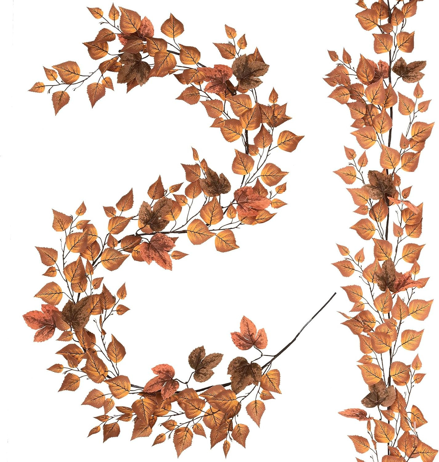 MARTINE MALL 2 Packs Fall Leaves Garland, 6.4ft/Piece Artificial Fall Foliage Garland Fall Maple Leaves Garland Hanging Maple Leaves Vine Thanksgiving Garland for Farmhouse Fireplace Home Door Decor | Amazon (US)