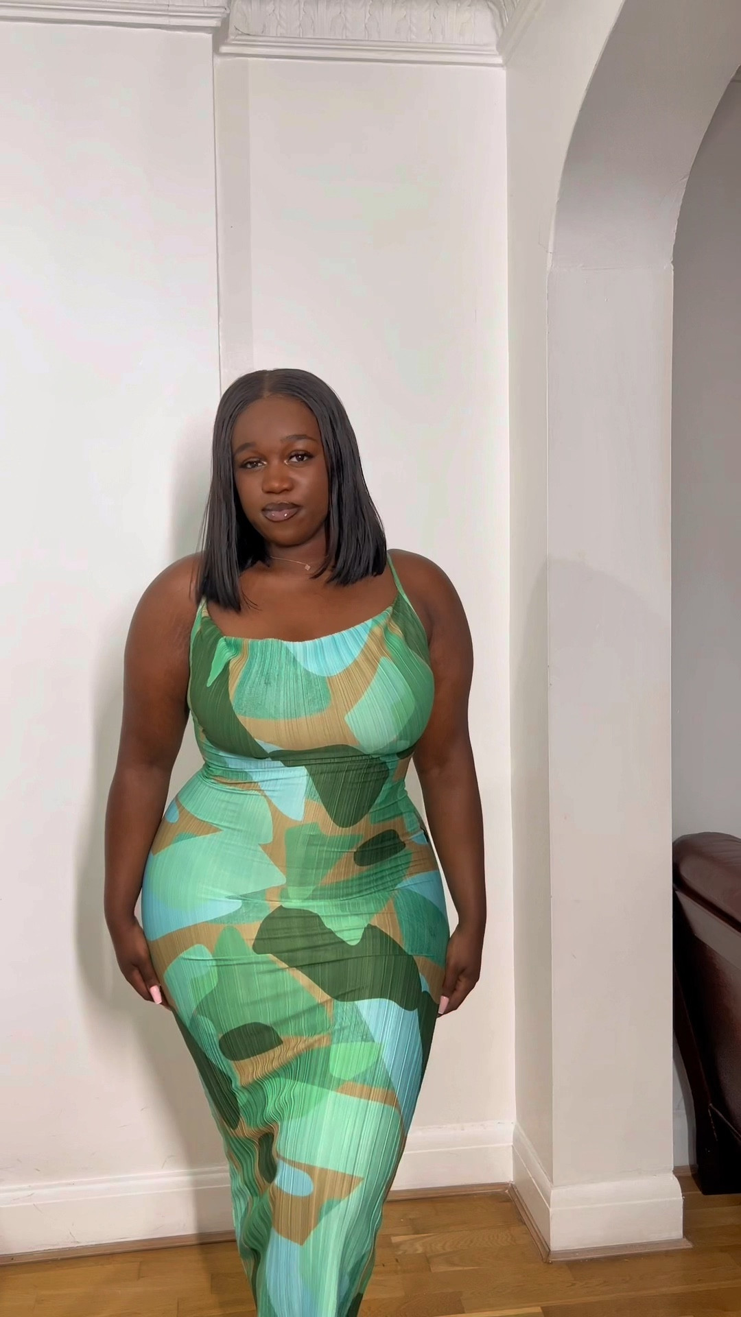 @prettylittlething plisse dress try on, this dress is so cute and I love the colour I ordered a size 14 but would have gotten a size for more
room 💚

#LTKwedding #LTKcurves #LTKunder100