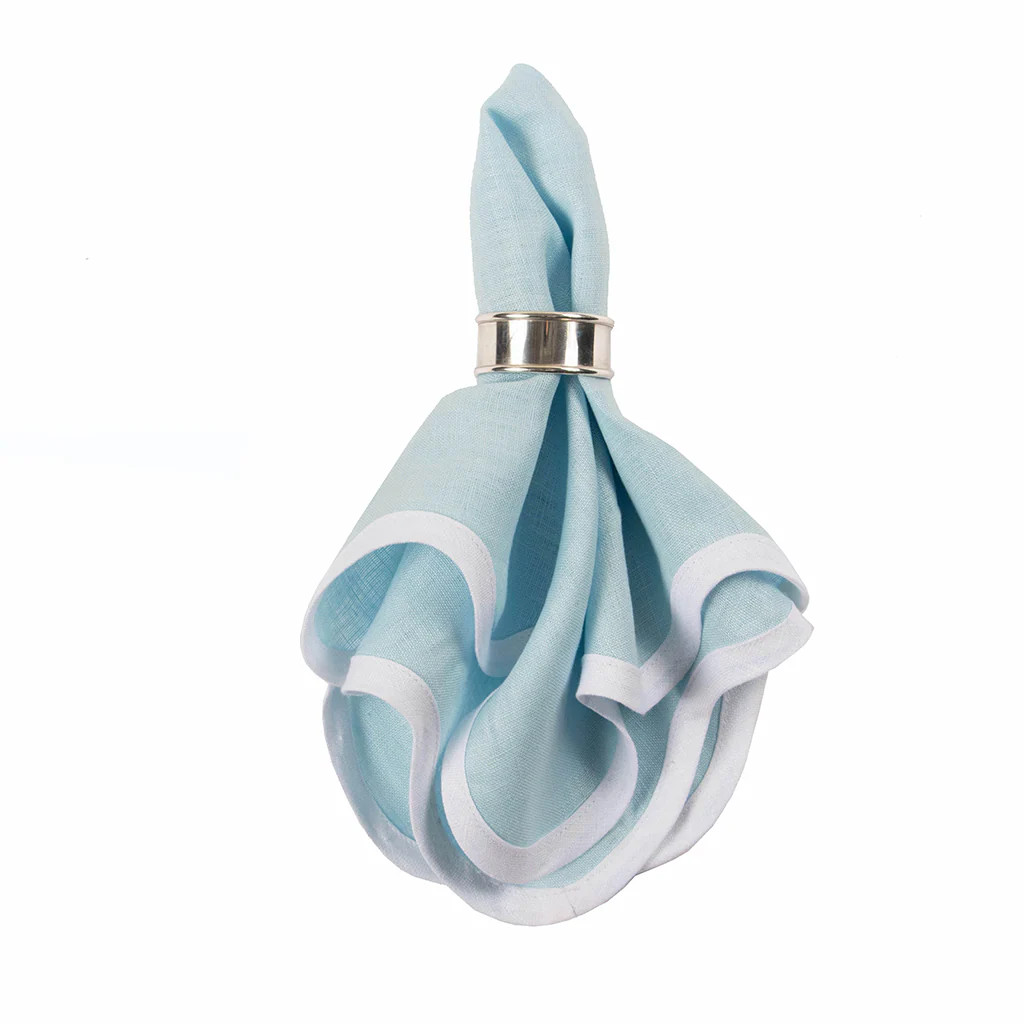 Scalloped Linen Napkin, Sky Blue | Blue Print