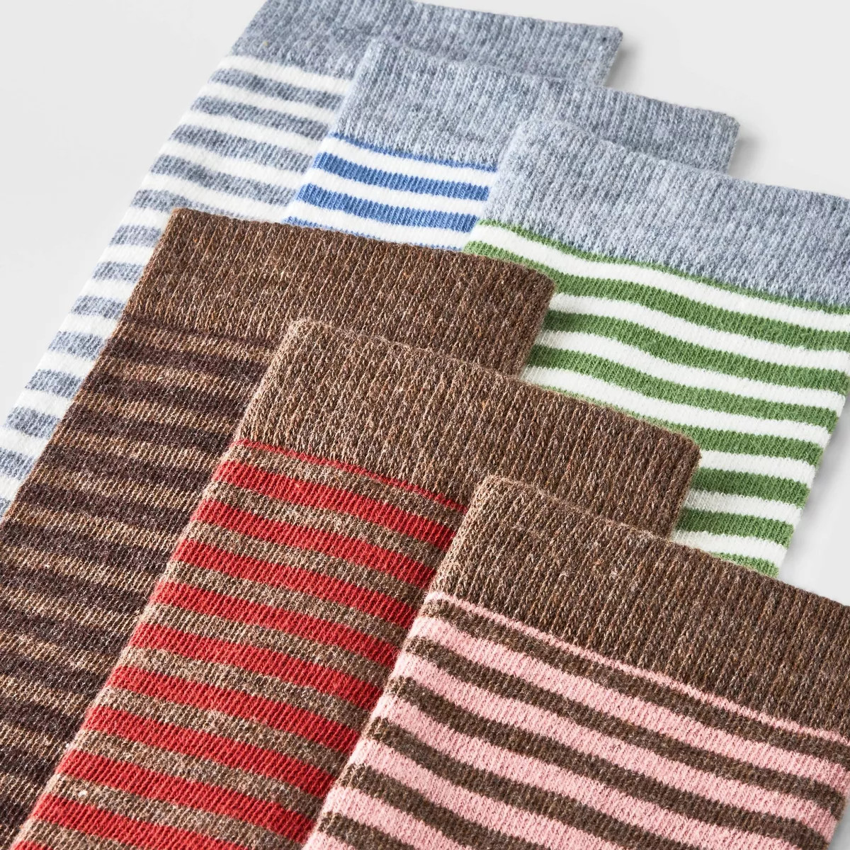 Women's Striped 6pk Crew Socks - A New Day\u2122 Assorted Colors 4-10: Lightweight Knit Flat Seam... | Target