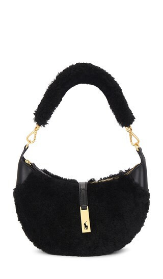 Polo Ralph Lauren Shearling & Vachetta Leather Shoulder Bag Small in Black. | Revolve Clothing (Global)