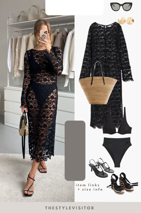 Beach or holiday outfit wearing a crochet dress (xs) with classic black bikini (36 + 75C). Linked wedges and strappy sandals to complete the look. Read the size guide/size reviews to pick the right size.

Leave a 🖤 to favorite this post and come back later to shop

#holiday outfit #beachwear #vacation 

#LTKstyletip #LTKSeasonal #LTKeurope