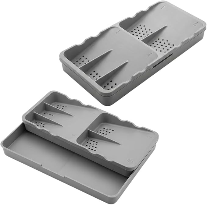 Organizador de Gaveta Extensível Talheres com 5 Divisórias Ajustável Cinza | Amazon (BR)